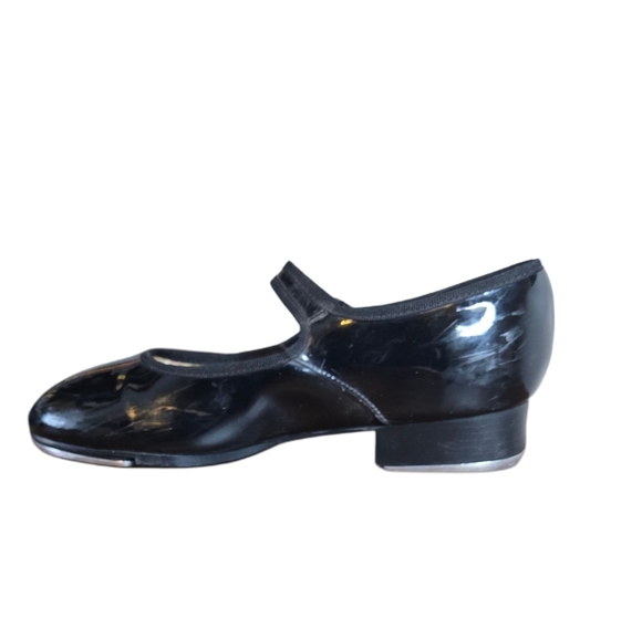Capezio Tele Tone Tap Dance Shoes Women Size 8 W Black Patent Vegan Leather - Picture 3 of 9